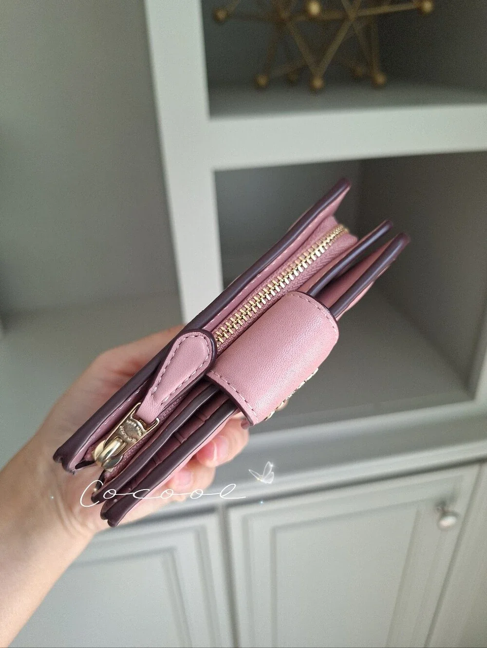 NWT Coach Medium Corner Zip Wallet In Signature Canvas pink Petal color 🔥🔥🔥